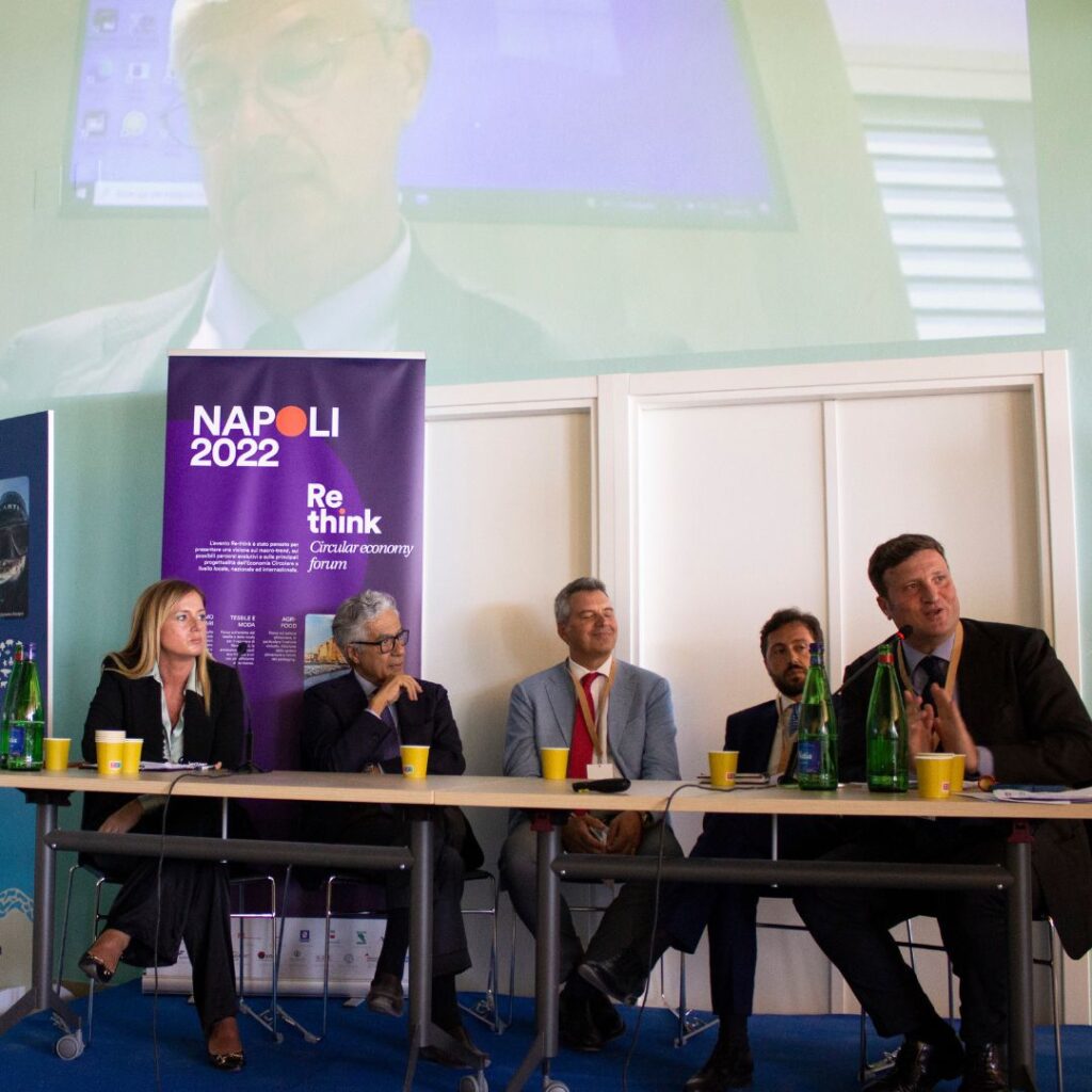 Vincenza Faraco, bioeconomy and sustainability expert, taking part in a round table at an event organized by TONDO.